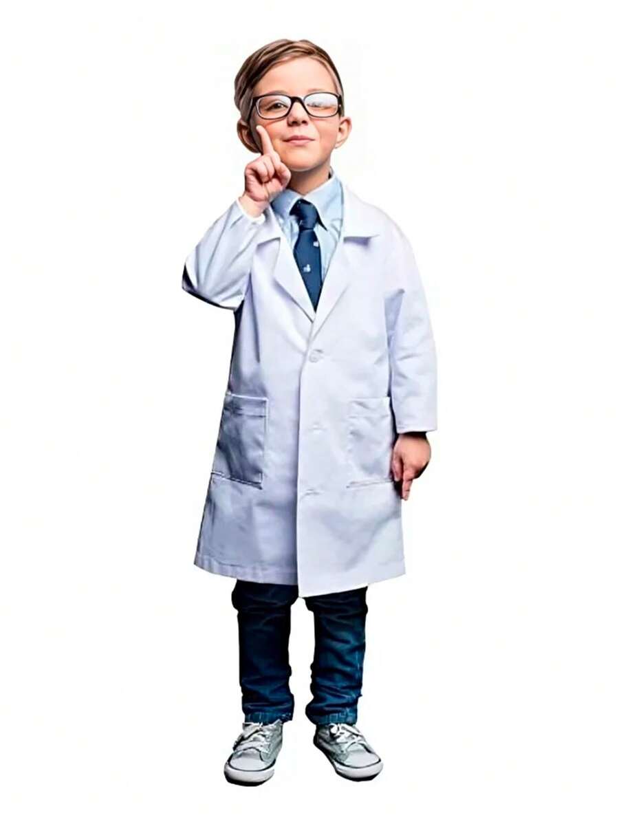 Bata Blanca Laboratorio Para Niño Uniforme 100% Algodon - Blanco - Ver 1