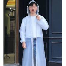 Long Transparent Raincoat Full Body Rainproof -Friendly Lightweight Portable Disposable Rain Poncho For Men And Women - White - View 6