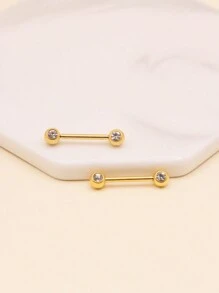 2pcs/Set Fashionable Nose Rings, CZ Barbell Rings, Stainless Steel Material, Unisex, No Piercing Required