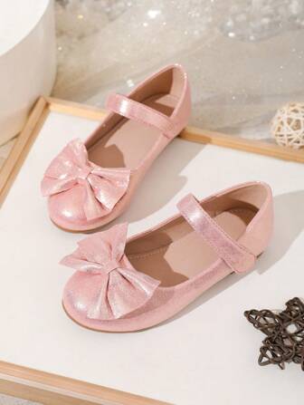 Girls" Fashionable And Elegant Mary Jane Shoes With Bow, Comfortable, Lightweight, Slip-Resistant And Soft Flat Shoes, Suitable For Performances And Parties, All Seasons