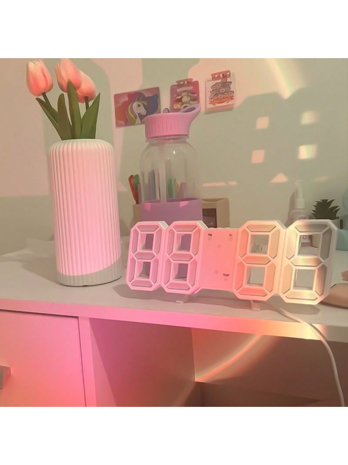 ساعة حائط/طاولة رقمية ثلاثية الأبعاد 1 قطعة، ذكية...