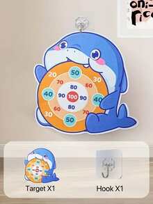 彈射式黏球鯨魚造型發射器+6顆彈球+靶板+掛鉤，室內外互動投擲靶射擊益智禮物玩具(隨機小球顏色) - 彩色 - 查看 8