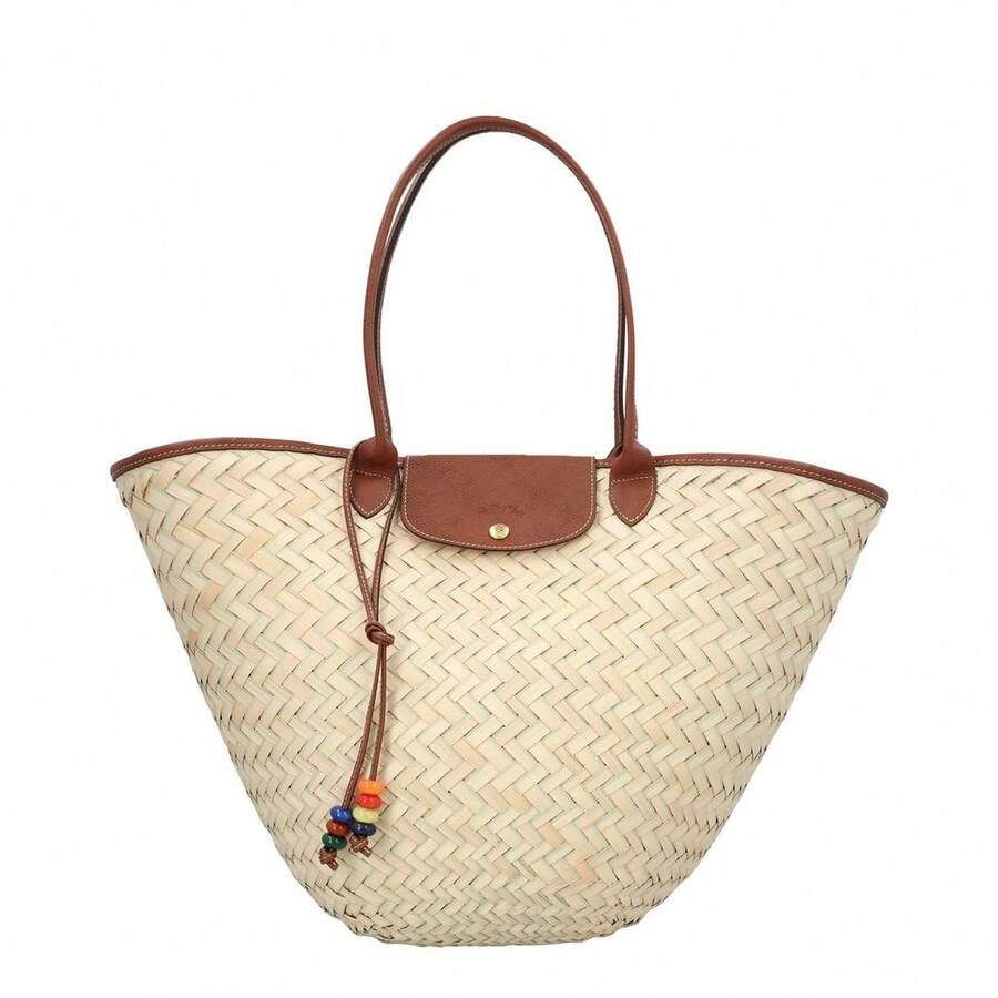 Longchamp Le Panier Pliage XL Straw Basket Bag - Brown - View 1
