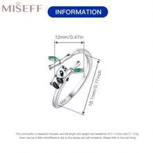 MISEFF MISEFF 1pc 925 Sterling Silver Animal Panda Hug Bamboo Open Ring Adjustable Open Ring Fashion Fine Jewelry Gifts Birthday Gifts For Girl Women