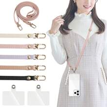 1 件智能手机挂绳包挂绳颈挂带肩带（约 70cm~140cm 可调节长度）防止丢失和保护手机。由皮革制成。适用于智能手机。可用于单肩包斜挎包防掉落等手机挂饰