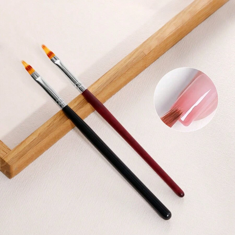 Single Red & Black Gradient Nail Art Brush, Skewed Line & Sawtooth Design, Tool For Nail Painting & Gradients - Multicolor - View 1