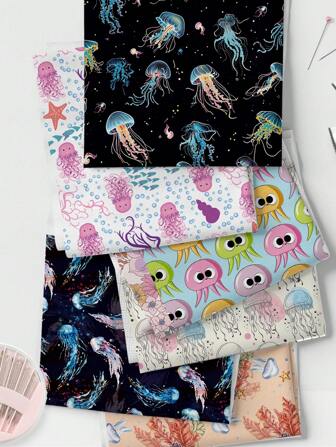 Jellyfish Series 1 Meter DIY Fabric Piece, Light And Soft Handmade Fabric, Suitable For Tablecloth, Clothes, Bags, And Dustproof Cloth