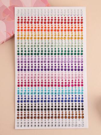 Party Joy 1 张银白色、多色、多圆形方晶锆石贴纸，用于 DIY 化妆、派对、眼部和面部装饰、水钻和贴花粘合闪光贴纸 Y2k 化妆派对装饰