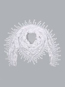 1pc Sun Protection Rose Flower Lace Hollow Out Solid Color Tassel Lady Bandana Scarf Headscarf Shawl Valentine's Day Valentines - Multicolor - View 3