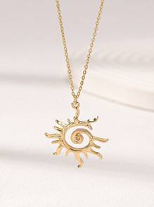 1件优雅金色旭日吊坠项链，女士夏季度假首饰 - A9202-3 - 查看 16