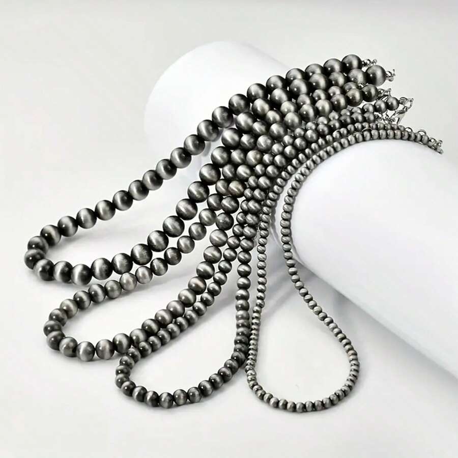 4pcs/Set Boho Vintage Faux Pearl Necklace Set - Handmade, Multifunctional Jewelry For Daily Wear - 4 Pieces In a Set - View 1