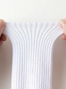 Sports Outdoor 1/5pairs Unisex Pure White Minimalist Solid Fashion Sports Socks For Daily,Thick Terry Cushion Breathable Sweat-Absorbent Anti-Slip Over-The-Calf Sports Socks