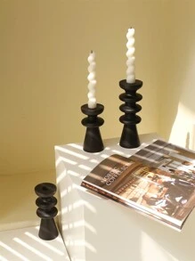 CMYD Studio 1 件复古几何木制烛台香薰饰品派对氛围装饰道具浪漫节日礼物万圣节、幽灵、秋季、节日、节日圣诞节、冬季、节日、节日、房间装饰、礼物 - 黑色 - 查看 5