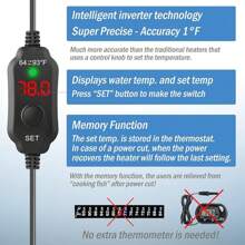 10W USB-Powered Compact Submersible Aquarium Heater With Precision Digital Thermostat For 1-2 Gallon Tanks, Ideal For Betta Fish And Turtles, Featuring Adjustable Temperature Control - Black - View 3