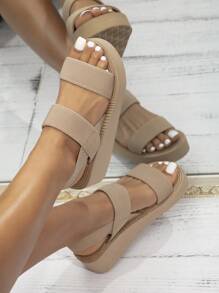 New Arrival Best Selling Apricot Flat Platform Thick Heel Elastic Band EVA Sandals Suitable For All Occasions - Apricot - View 3