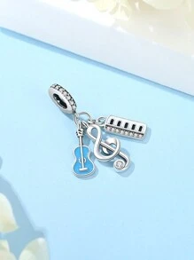 Colgante con forma de clave de sol, piano y auriculares plateado en estilo amante de la música, adecuado para hacer pulseras, collares DIY, regalo para festivales, cumpleaños y San Valentín