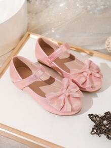 Girls" Fashionable And Elegant Mary Jane Shoes With Bow, Comfortable, Lightweight, Slip-Resistant And Soft Flat Shoes, Suitable For Performances And Parties, All Seasons