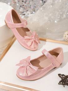 Girls" Fashionable And Elegant Mary Jane Shoes With Bow, Comfortable, Lightweight, Slip-Resistant And Soft Flat Shoes, Suitable For Performances And Parties, All Seasons
