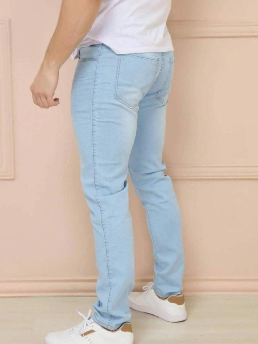 Calça Masculina Preta Tradicional Algodão Premium - Azul bebê - Visão 1