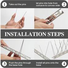 10入組鳥釘鴿釘防鳥釘鳥防禦器不銹鋼鳥釘旋轉器，10.6英尺適用於鴿子和其他小鳥 - 銀色 - 查看 3