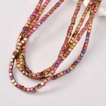 135 peças de Contas Quadradas de Hematita Eletrochapeadas de 3 * 3mm, Material de DIY com Pedras Pretas para Pulseiras, Tornozeleiras, Colaretas e Brincos Femininos, Acessórios de Jóias