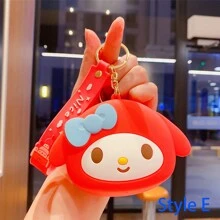 Sanrio 1pc Kurumi Keychain Silicone Bag Melody Keychain Storage Bag Hello Kitty Keychain Pendant Birthday Gift Toy Halloween Decoration