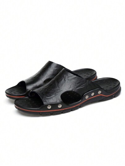 Men New Style Breathable Casual Outdoor Genuine Leather Beach Slippers