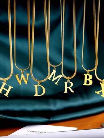 Aomogo 極簡不鏽鋼字母吊墜蛇骨鏈時尚個性化男女項鍊