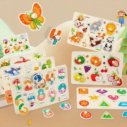 Montessori Toy Wooden Shape Peg Puzzle, Fine Motor Color Matching Sorting Board, Early Learning Educational Activity Toy Gift For Preschool Toddler Baby 3 4 5 Year Old