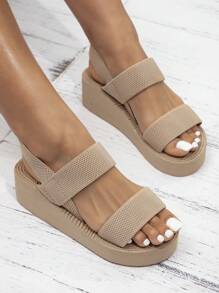 New Arrival Best Selling Apricot Flat Platform Thick Heel Elastic Band EVA Sandals Suitable For All Occasions - Apricot - View 4