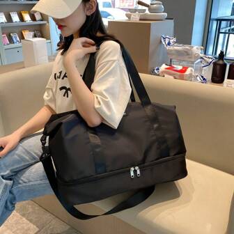 Travel Bag Large Capacity Boarding Duffel Bag, Wet And Dry Separation Shoe Bin Bag Cover Pull Rod, Sports Gym Bag, Women's Carry On Weekend & Overnight Bag Back To School School Bag Travel Essentials Travel Organizer For Beach Summer Vacation Bag For School School Accessories School Stuff