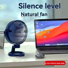 A Household Desktop Mini Fan Office Silent Fan, Portable USB Charging Fan With Large Wind Power, Ideal For Students's Dormitories, Random Delivery Of Data Cable. - Blue - View 8