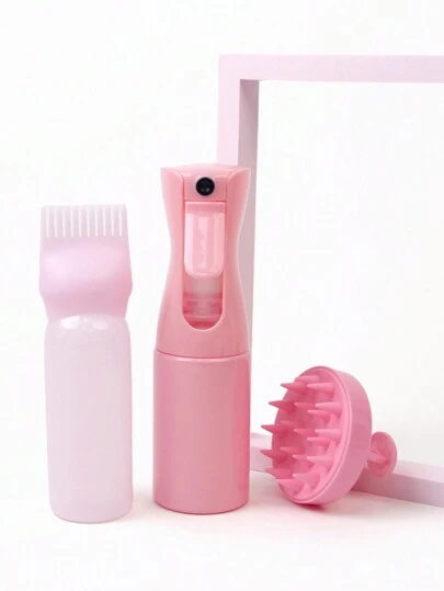 3件套/护发套装，喷雾瓶（200毫升/300毫升），发根梳涂抹瓶，染发用护发油涂抹瓶，头皮按摩梳，头皮清洁按摩器，舒缓压力，促进头发生长，男女通用淋浴梳——让洗发更轻松快捷，适合家庭沙龙美发造型（黑色）（粉色）（紫色），吹风机，头发，配件，美发产品，美发工具，美发用品，护发，卷发梳，理发师，美发设备，旅行必备，发型，美发，头发，旅行，美发产品，美发工具，美发用品，理发师，理发师配件，理发店，美发设备