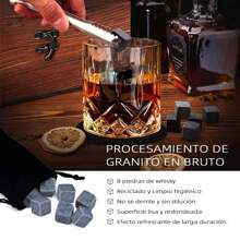 SHIXIONG Juego de Vasos para Whisky, con 2 Vasos para Whiskey, 8 Piedras para Whisky y Bonito Caja de Regalo, para Cognac, Vodka, Bourbon y más, Ideal Regalos para Hombre, Papa, Novio, Marido y Amigo - Marrón Mocha - Ver 3