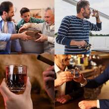 SHIXIONG Juego de Vasos para Whisky, con 2 Vasos para Whiskey, 8 Piedras para Whisky y Bonito Caja de Regalo, para Cognac, Vodka, Bourbon y más, Ideal Regalos para Hombre, Papa, Novio, Marido y Amigo - Marrón Mocha - Ver 4