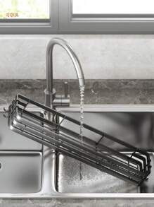 Stainless Steel Kitchen Storage Rack, Multifunctional Wall-Mounted Seasoning Shelf For Salt, Condiment Jars, Etc., No Drilling Required, Full Set Of Kitchen Storage Rack, 1pc - Grey - View 6