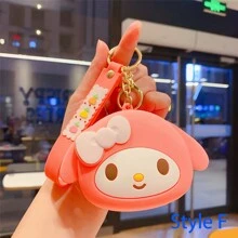 Sanrio 1pc Kurumi Keychain Silicone Bag Melody Keychain Storage Bag Hello Kitty Keychain Pendant Birthday Gift Toy Halloween Decoration