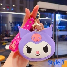 Sanrio 1pc Kurumi Keychain Silicone Bag Melody Keychain Storage Bag Hello Kitty Keychain Pendant Birthday Gift Toy Halloween Decoration