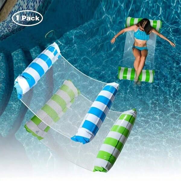 Swimming Ring Floating Bed Striped Hammock Lounger Water Floating Row For Swimming Pool, Summer Swimming Pool Water Recreation Accessories Suitable For Seaside Vacation Leisure