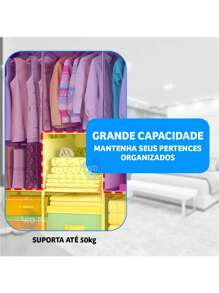 Guarda Roupa Casal Dobrável Organizador Cabideiro Reforçado - Preto - Visão 4