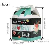 5pcs Mother\ Day Gift Boxes Blessing Mom Thank You Gift Box Mom\ Festival Birthday Party Gift Box Candy Chocolate Decorative Paper Box - Red - View 2