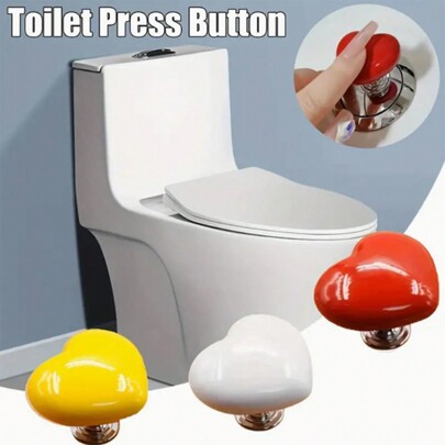 2pcs Toilet Push Button, Colorful Creative Heart-Shaped Sanitary Love Toilet Tank Button, Long Fingernail Use Aid Tool And Door Opener Bathroom Decor Fall Decor