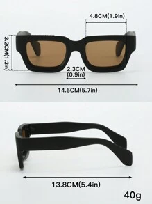 1pc Unisex Classic Square Retro Simplistic Colorblock Stylish Fashion Glasses, Vacation For Summer Beach Vacation,Outdoor,Travel - Brown - View 4