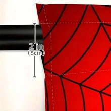 2 Stück schwarze Spinnennetz rote Vorhänge für Teenager Heimdekoration, verdunkelnde Vorhänge für Wohnzimmer Schlafzimmer Fenster Dekorationen, 160g/m²