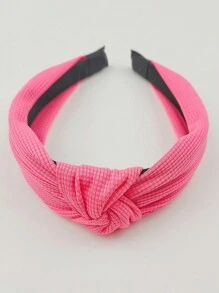 Boho Fluorescent Fabric Knot Design Headband For Women, Korean Style Sweet Hair Accessory Pink Accessories