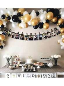 1pc Graduation Photo Banner Decoration Party Background Decor Fun Design Photo Album Graduation Classmates Beautiful Group Photo Photo Wall Graduation Memories Used For Graduation Party Decoration Class Reunion - Black - View 1
