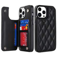 适用于三星 Galaxy S25/S24/S23/S22 Ultra Plus/A14/A15 的奢华真皮钱包式手机壳，带信用卡插槽，采用真皮材质，磁吸式搭扣，支架设计，防震保护套，兼容 16e/16/15/14/13/12/11 Pro Max - 黑色 - 查看 2