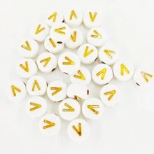100颗圆形字母珠，亚克力字母数字珠，心形珠，用于珠宝制作DIY项链手链（7x4毫米） - 4*7mm珠子 - 查看 78