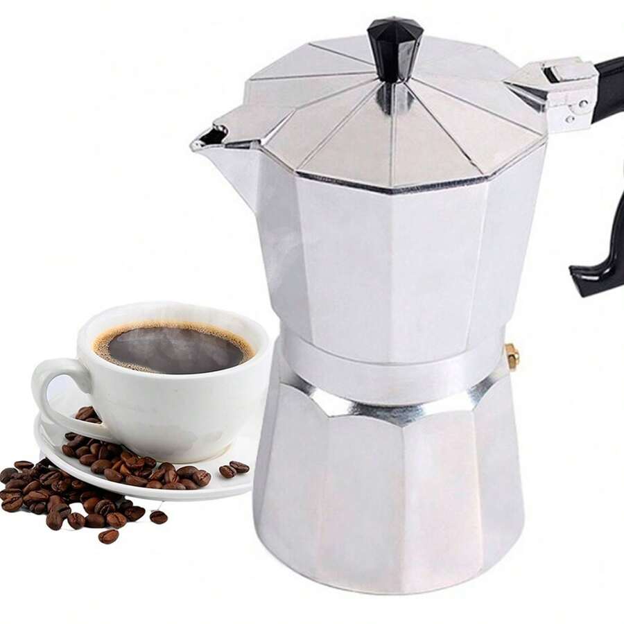 Máy pha cà phê Ý 9 cốc Máy pha cà phê espresso bằng nhôm Máy pha cà phê Ý Moka Express Ấm đun nước pha cà phê Bếp - Xám - Xem 1