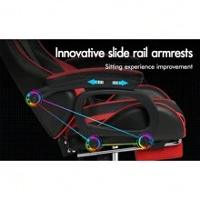 ALFORDSON Silla Gaming, Asiento Gaming con Soporte Lumbar de Masaje, Sillón Giratorio Ergonómico con Reposacabezas, Altura Regulable, PU, Negro